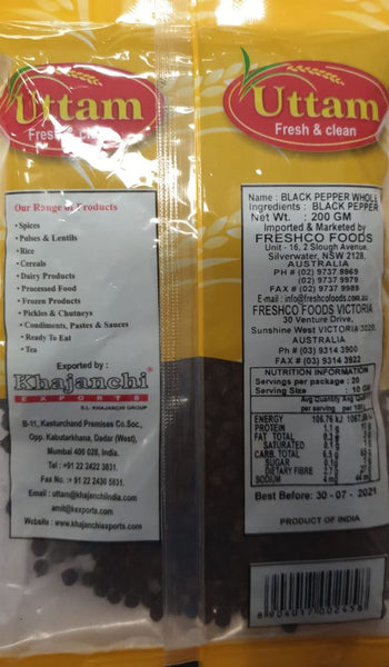 BLACK PEPPER WHOLE UTTAM 100G