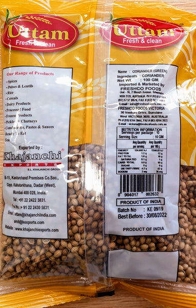 CORIANDER SEEDS, UTTAM, 100G