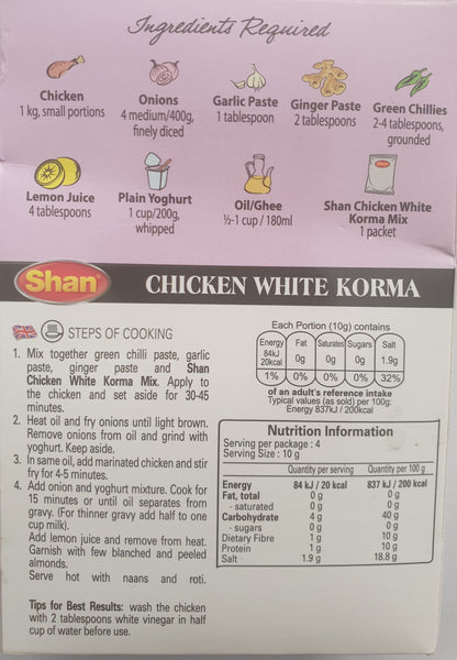 Chicken White Korma, Shan 40g
