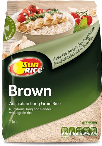AUSTRALIAN BROWN LONG GRAIN RICE, SUN RICE, 1 KG