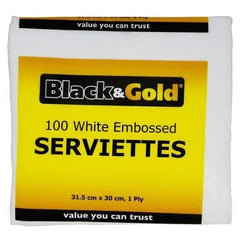 Serviettes, Black & Gold 100ps