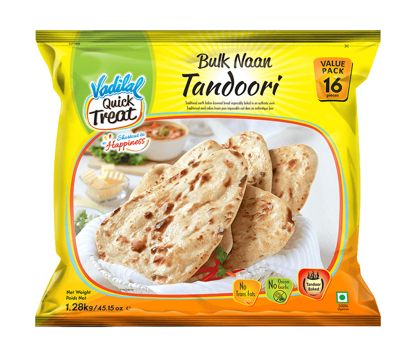 Frozen Tandoori Naan, Vadilal 1.28kg 16pcs