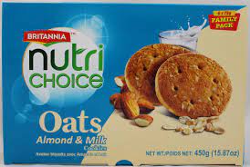 Nutri Choice Oats Almond & Milk Cookies, Britannia 450g