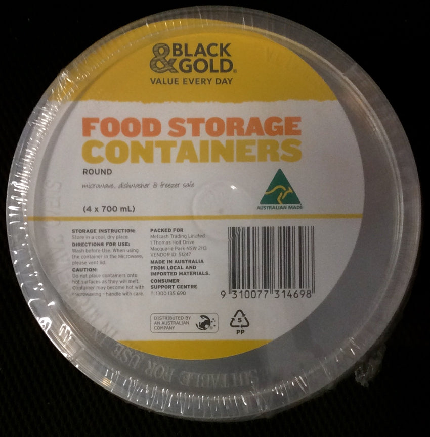 FOOD CONTAINER ROUND, B&G, 4X700ML