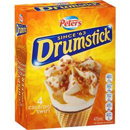 PETERS ICE CREAM DRUMSTICK CARAMEL 4 PCS