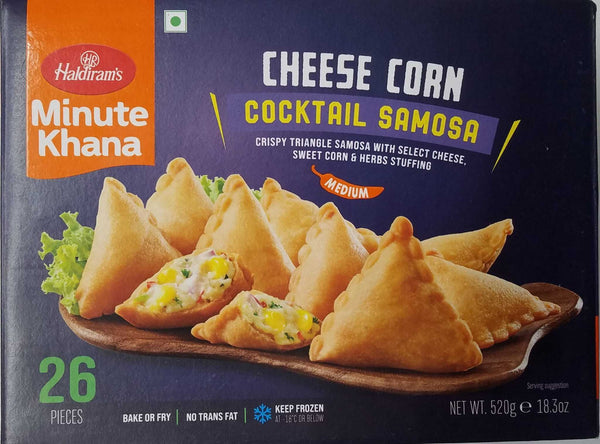 Frozen Cheese Corn Cocktail Samosa, Haldiram 520g