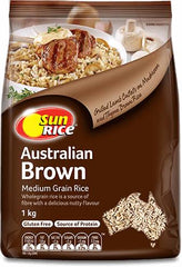 BROWN MEDIUM GRAIN RICE, SUN RICE, 1 KG