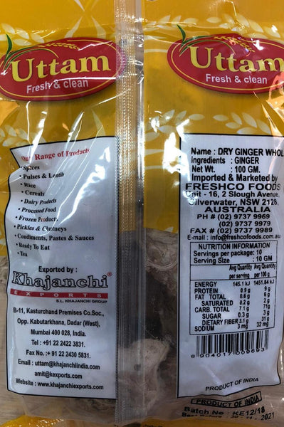 DRY GINGER WHOLE, UTTAM, 100G