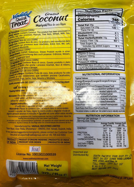 Frozen Grated Coconut, Vadilal 312g