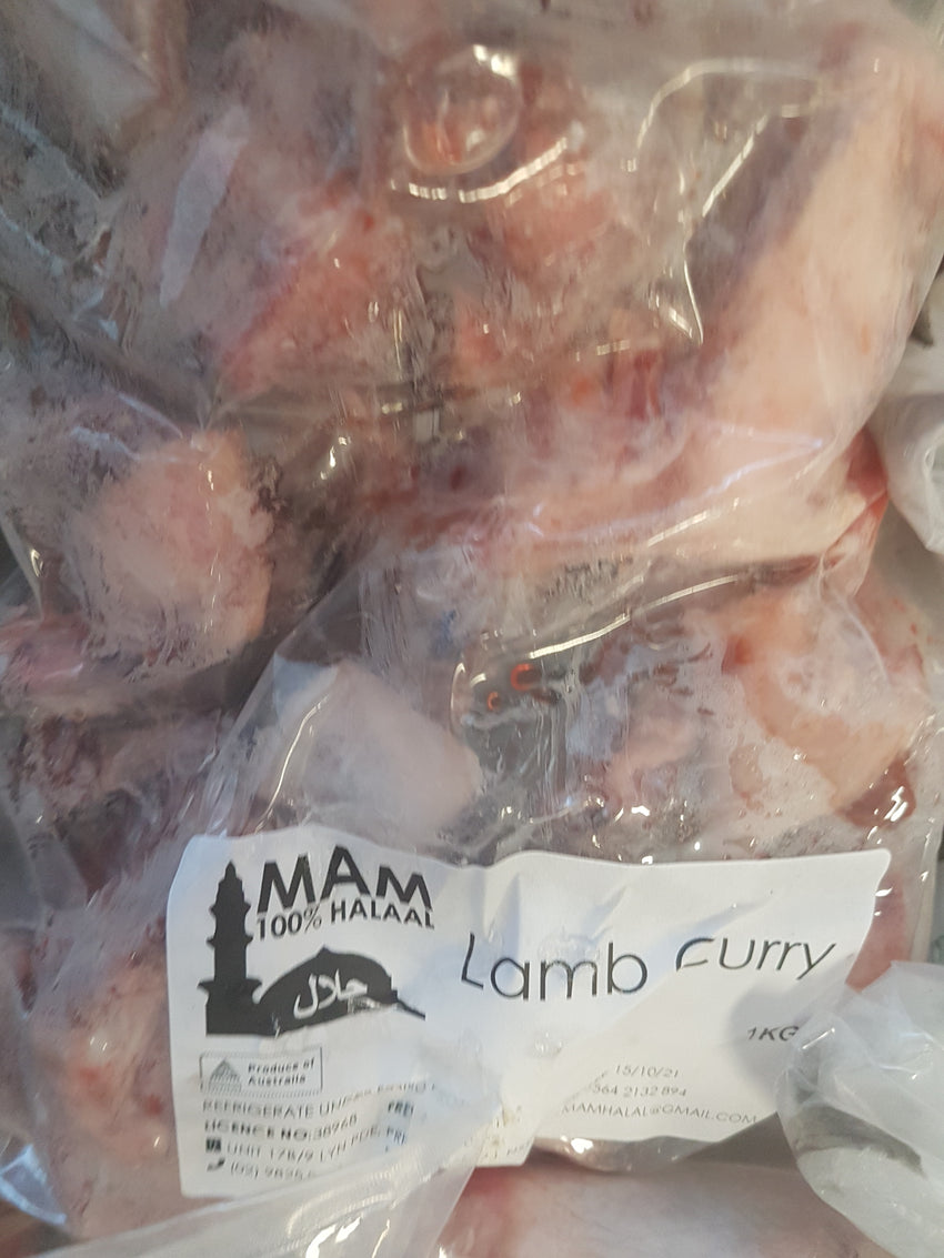 Lamb curry 1kg (Halal), Frozen pack