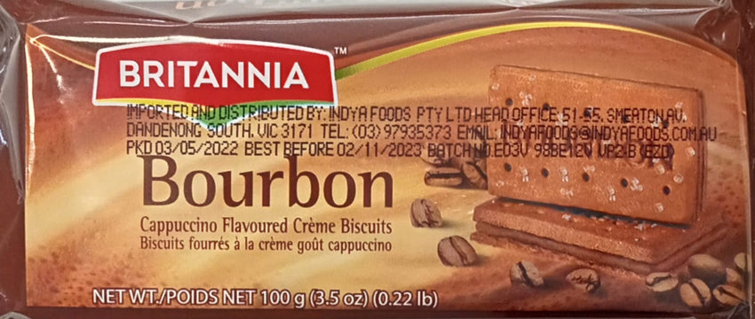 Britannia Bourbon Biscuits, Cappuccino flavoured, 100g