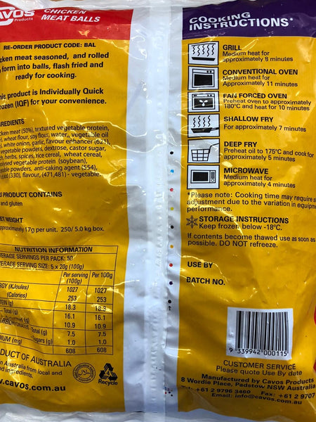 CHICKEN MEATBALLS CAVOS 1KG
