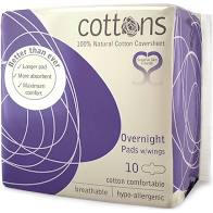 COTTONS OVERNIGHT PAD WITH WINGS 10PK