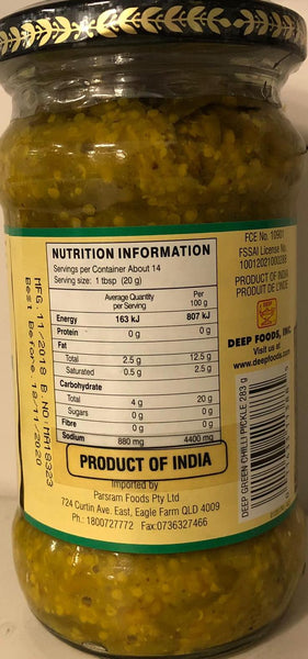 GREEN CHILLI PICKLE, DEEP 700G