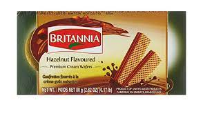 Hazelnut flavoured Wafers, Britannia 175g