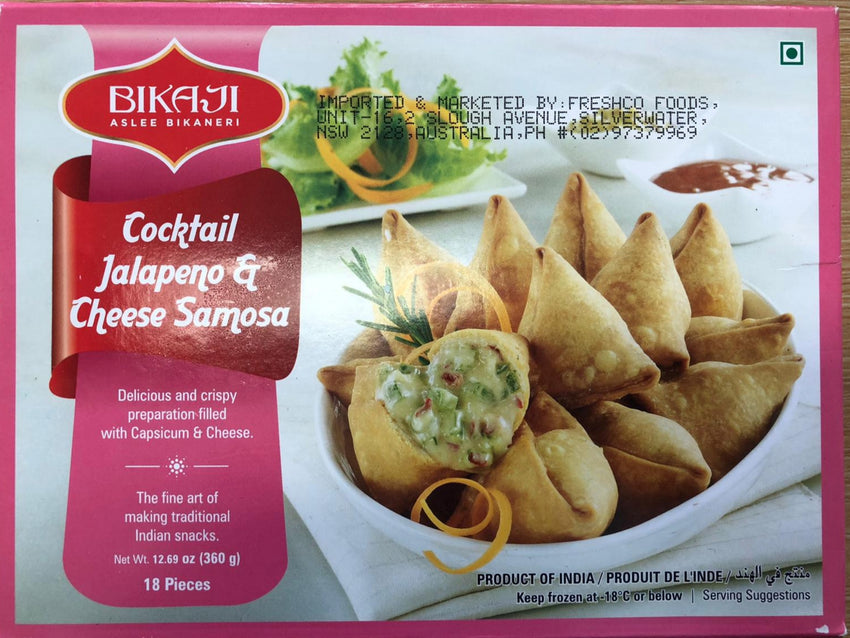 Frozen Cocktail Jalapeno Cheese Samosa, Bikaji 360g