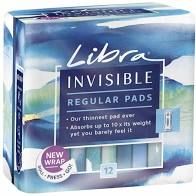 LIBRA INVISIBLE REGULAR PADS 12PK